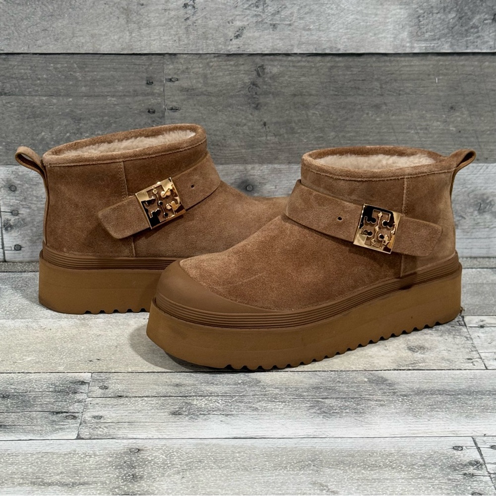 Mellow Shearling Platform Boot- Chestnut / Gold -… - image 1